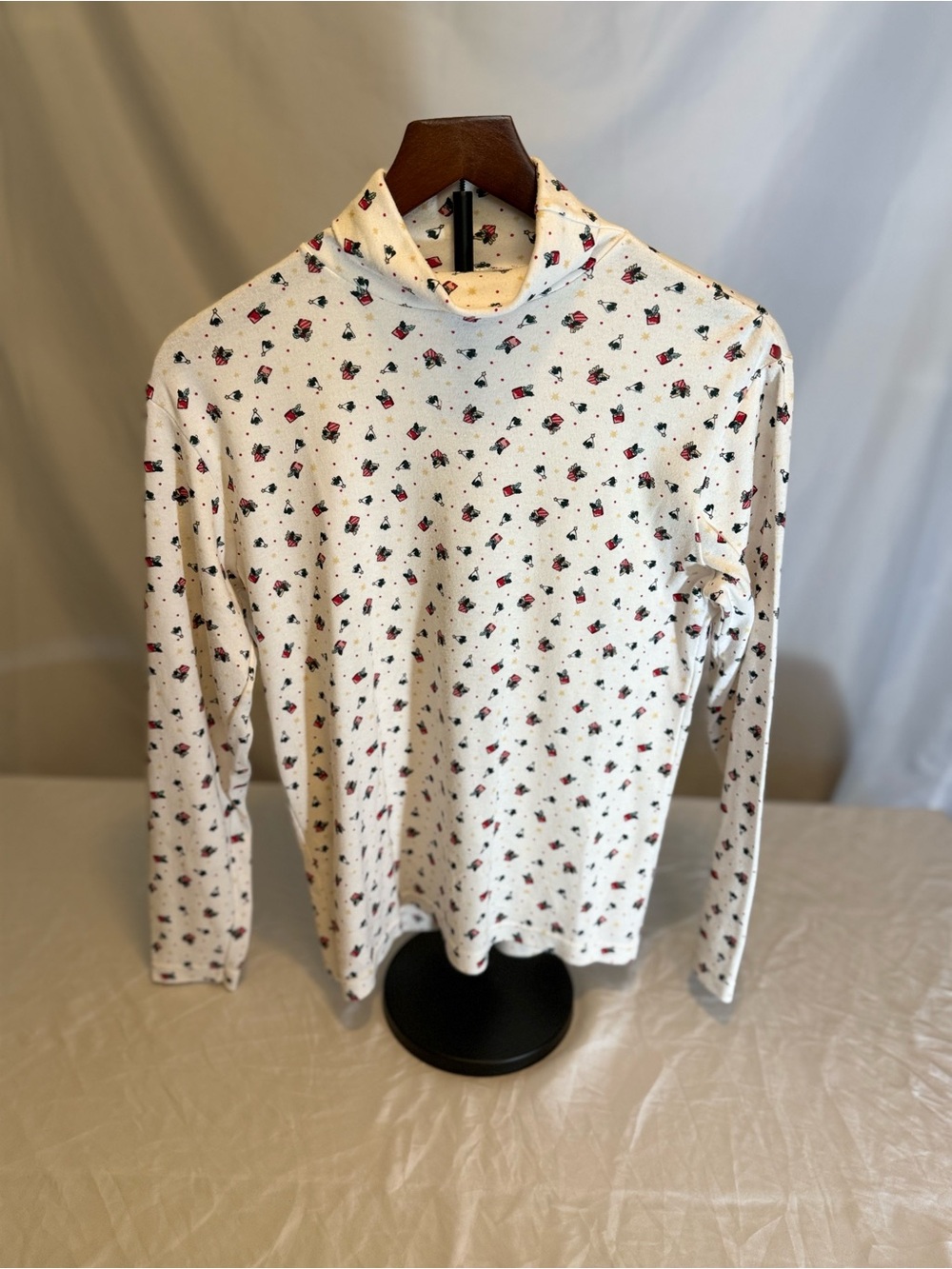Vintage 80s Bobbie Brooks Long-Sleeve Holiday Turtleneck Shirt Size S (01)